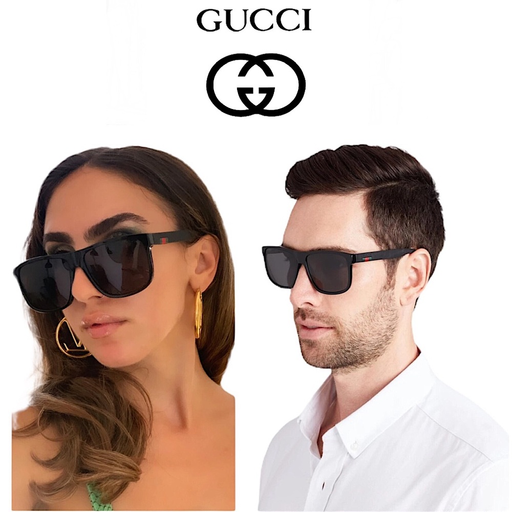 Gucci~ GG0010S Black Unisex Square Sunglasses with velvet hard case